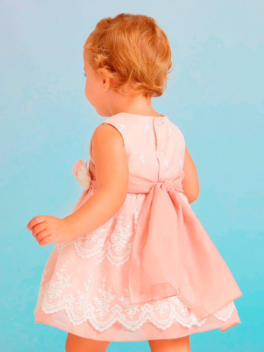 Vestido organza bordado Rosa (Rosa)  para Bebé Menina - Abel & Lula