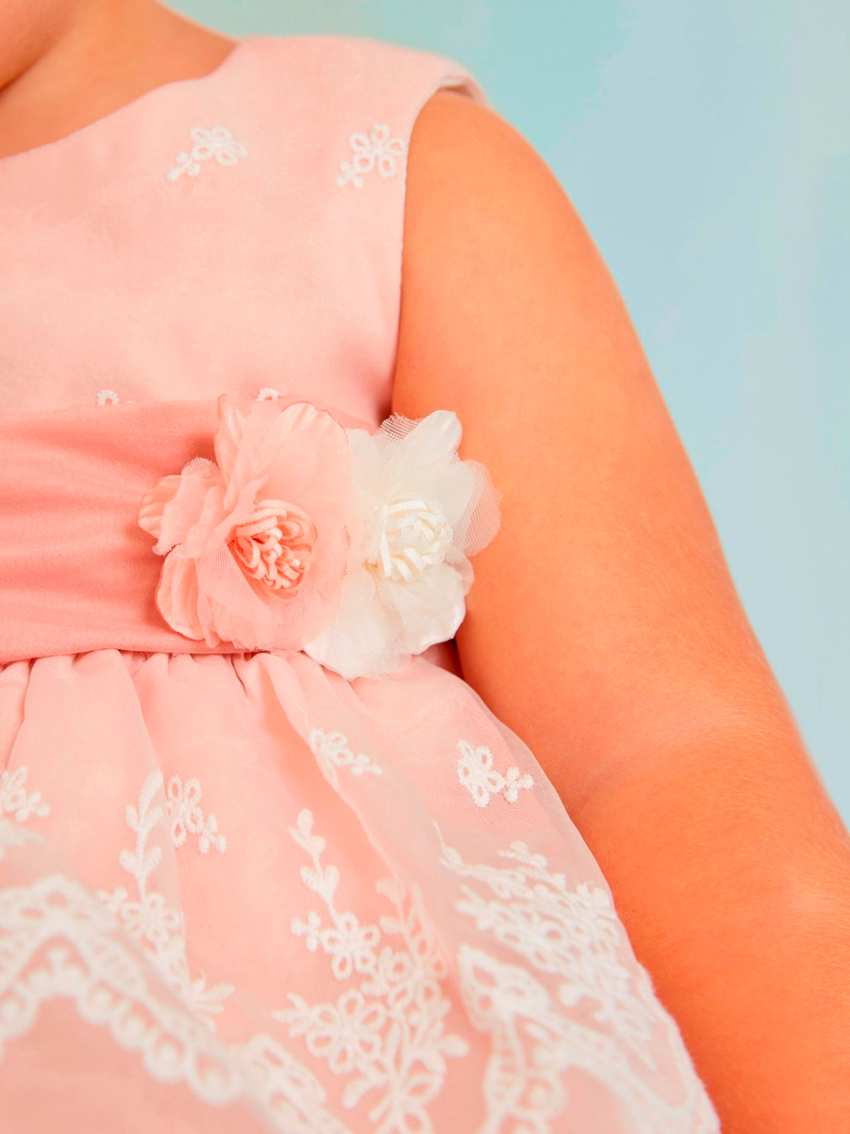 Vestido organza bordado Rosa (Rosa)  para Bebé Menina - Abel & Lula