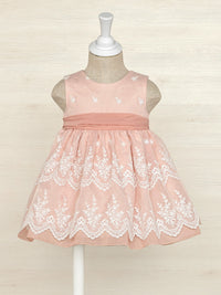 Vestido organza bordado Rosa (Rosa)  para Bebé Menina - Abel & Lula
