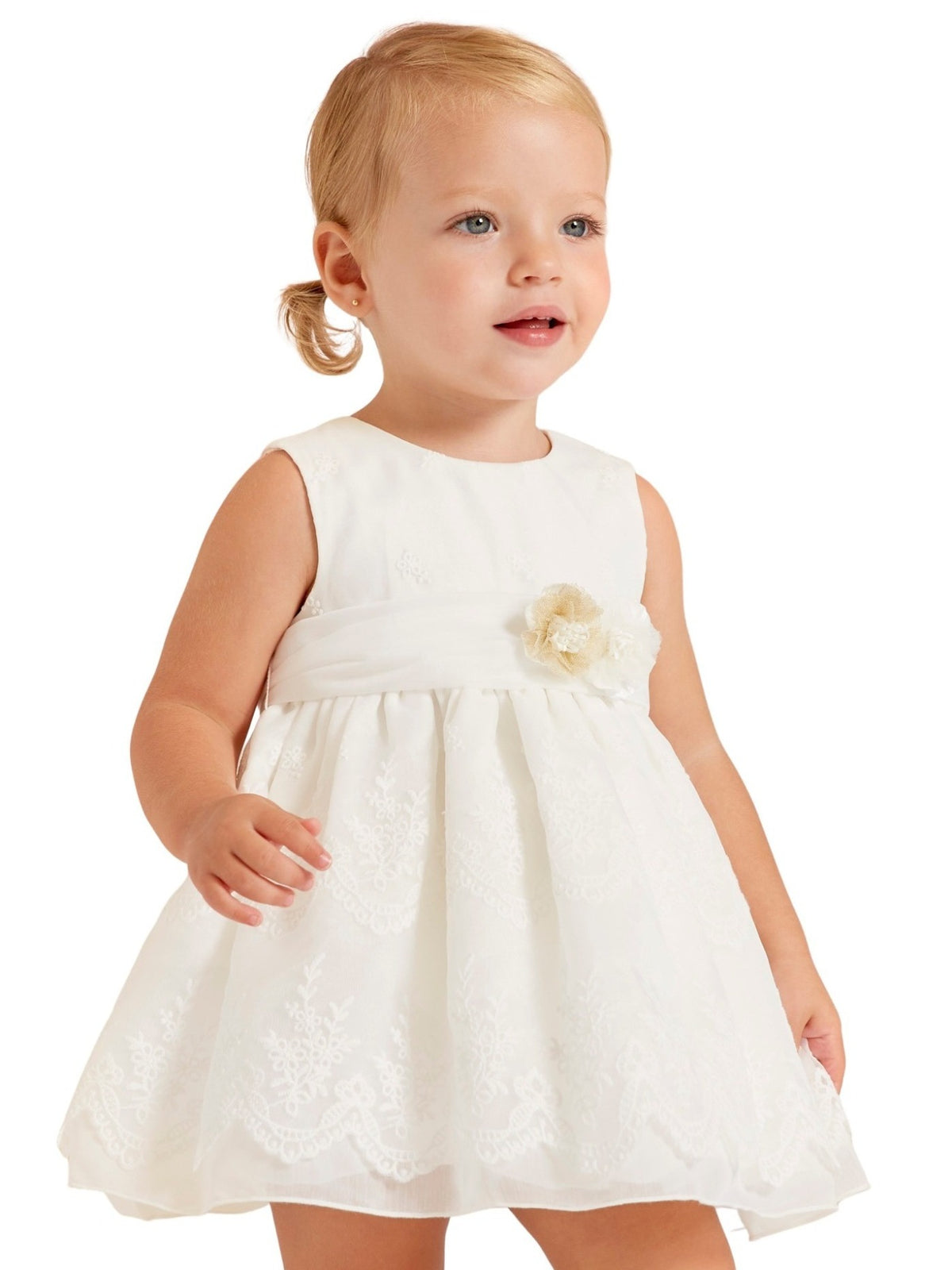 Vestido organza bordado Branco (Branco)  para Bebé Menina - Abel & Lula