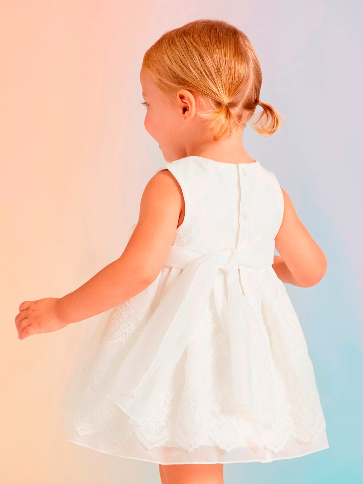 Vestido organza bordado Branco (Branco)  para Bebé Menina - Abel & Lula