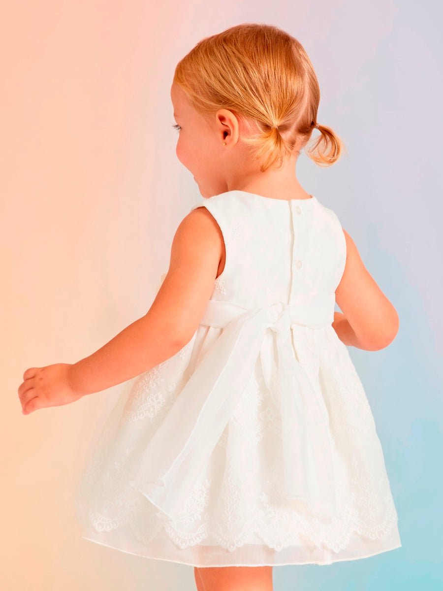 Vestido organza bordado Branco (Branco)  para Bebé Menina - Abel & Lula