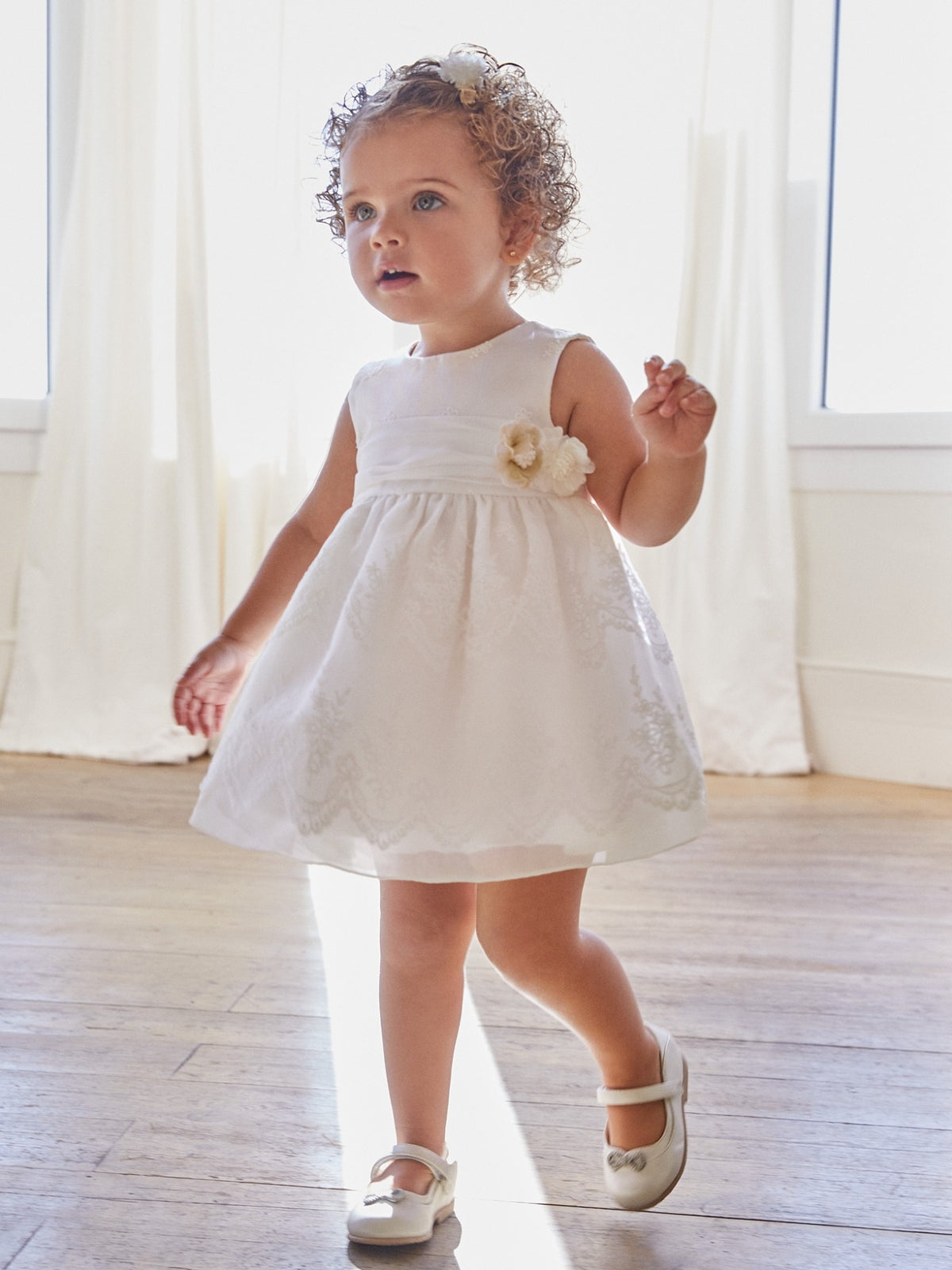 Vestido organza bordado Branco (Branco)  para Bebé Menina - Abel & Lula