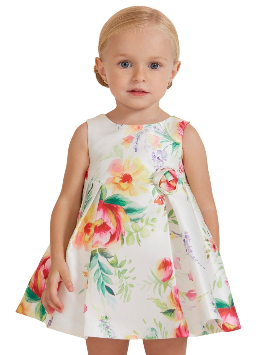 Vestido mikado estampado Morango (Vermelho)  para Bebé Menina - Abel & Lula