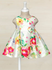 Vestido mikado estampado Morango (Vermelho)  para Bebé Menina - Abel & Lula