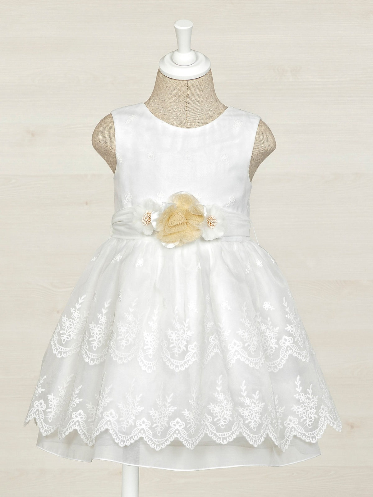 Vestido organza bordado Branco (Branco)  para Menina - Abel & Lula