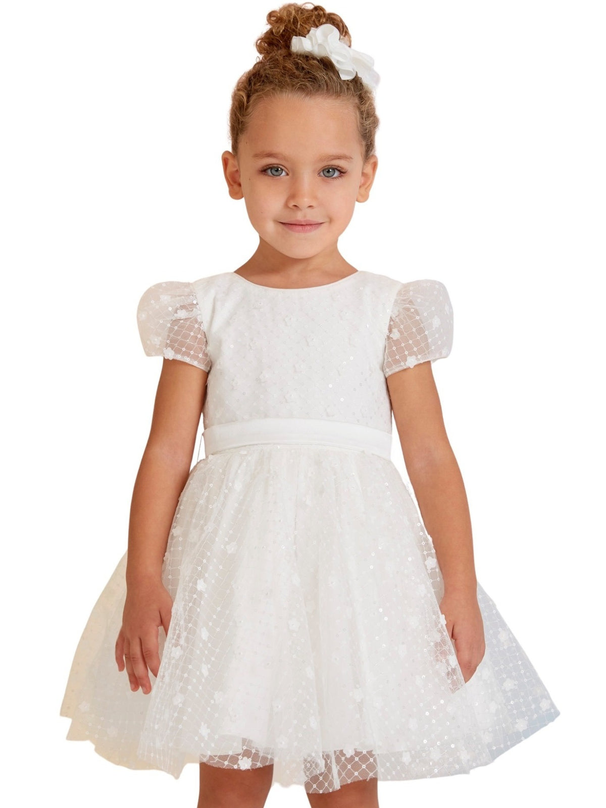 Vestido tule lantejoulas Branco (Branco)  para Menina - Abel & Lula