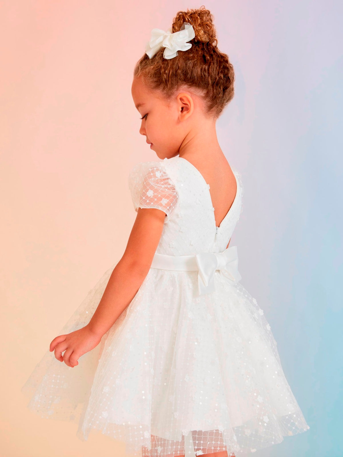 Vestido tule lantejoulas Branco (Branco)  para Menina - Abel & Lula