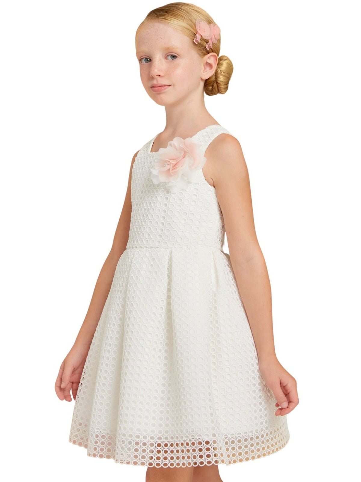 Vestido guipur Branco (Branco)  para Menina - Abel & Lula