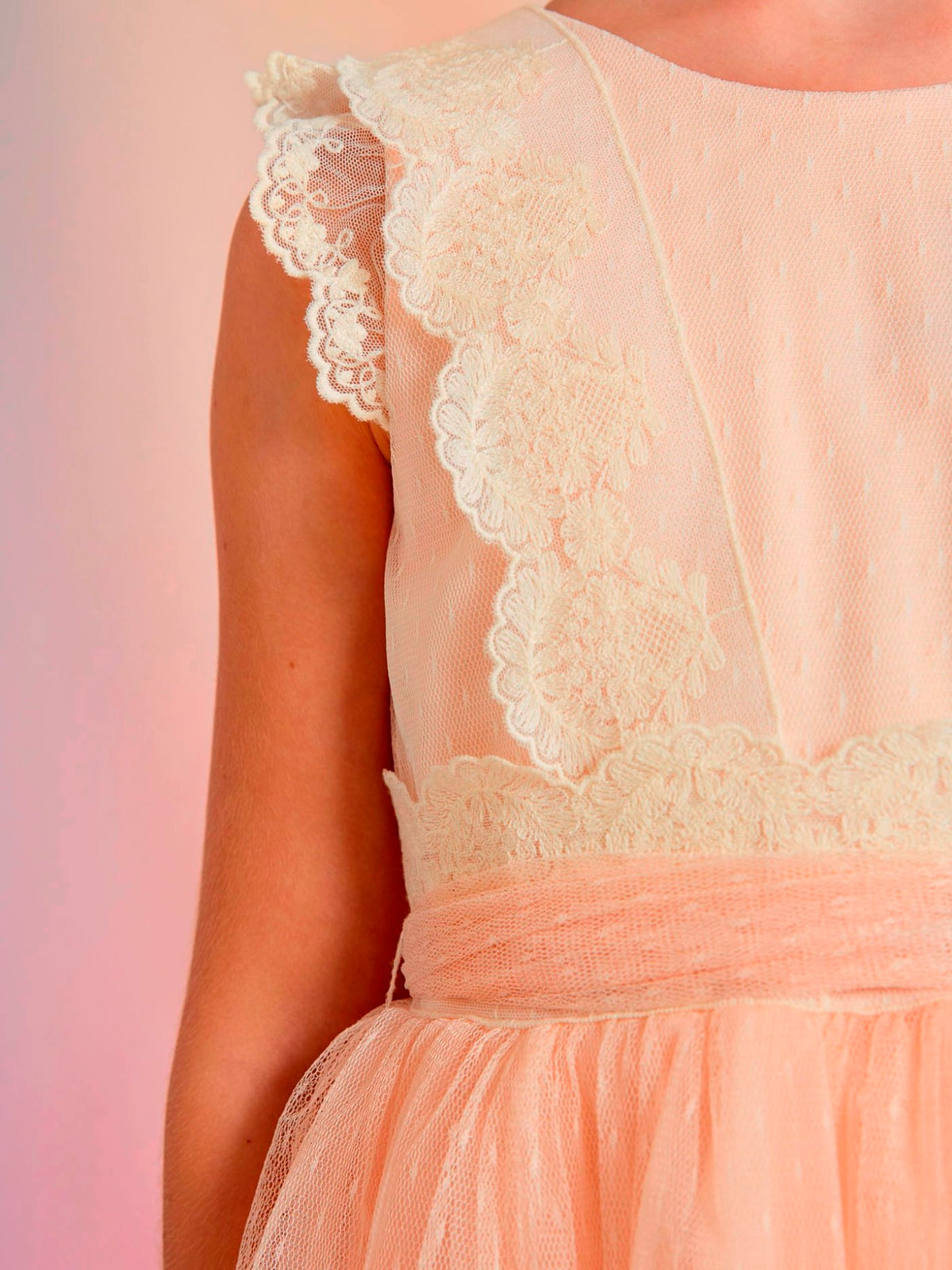 Vestido tule plumeti Nectar (Salmão)  para Menina - Abel & Lula