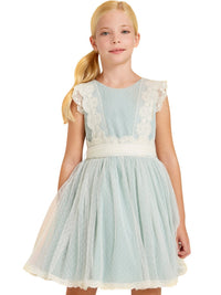 Vestido tule plumeti Anis (Verde Água)  para Menina - Abel & Lula