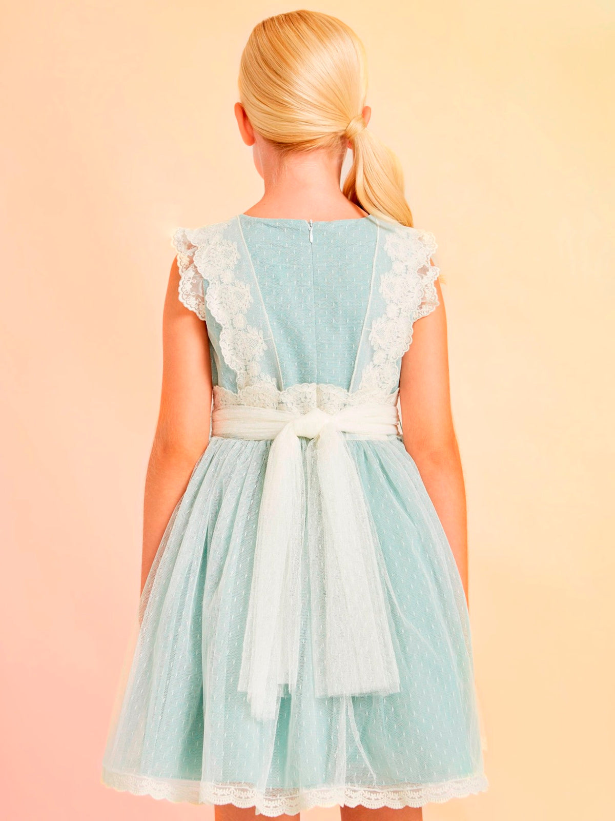 Vestido tule plumeti Anis (Verde Água)  para Menina - Abel & Lula