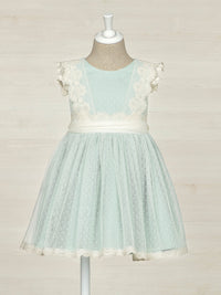 Vestido tule plumeti Anis (Verde Água)  para Menina - Abel & Lula