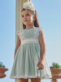 Vestido tule plumeti Anis (Verde Água)  para Menina - Abel & Lula