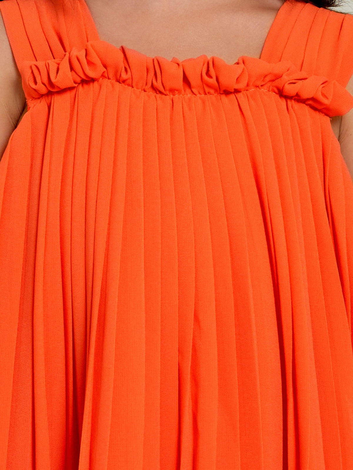 Vestido plissado Toranja (Laranja Outono)  para Menina - Abel & Lula