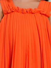 Vestido plissado Toranja (Laranja Outono)  para Menina - Abel & Lula