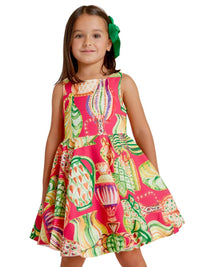 Vestido crepe estampado Morango (Vermelho)  para Menina - Abel & Lula