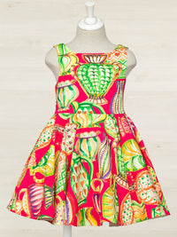Vestido crepe estampado Morango (Vermelho)  para Menina - Abel & Lula