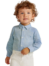 Camisa m/comp. mescla Celeste (Celeste)  para Bebé Menino - Abel & Lula