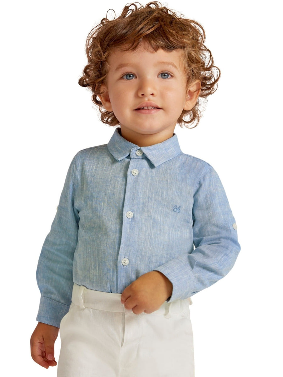 Camisa m/comp. mescla Celeste (Celeste)  para Bebé Menino - Abel & Lula