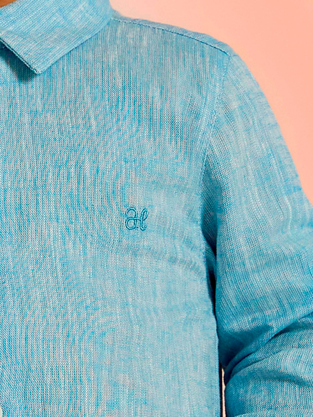 Camisa m/comp. mescla Celeste (Celeste)  para Bebé Menino - Abel & Lula