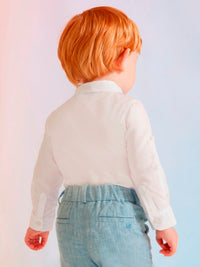 Camisa m/comp. dobby Branco (Branco)  para Bebé Menino - Abel & Lula
