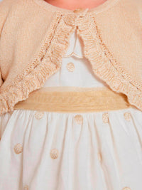 Casaco bolero tricot Champanhe (Dourado)  para Bebé Menina - Abel & Lula