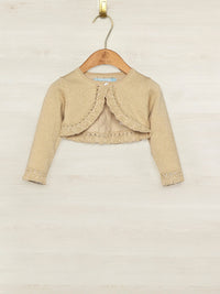 Casaco bolero tricot Champanhe (Dourado)  para Bebé Menina - Abel & Lula