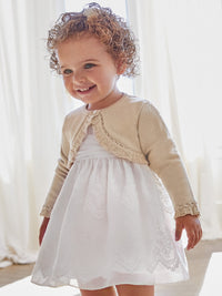 Casaco bolero tricot Champanhe (Dourado)  para Bebé Menina - Abel & Lula