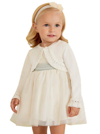 Casaco bolero tricot Crú (Creme / Pérola)  para Bebé Menina - Abel & Lula