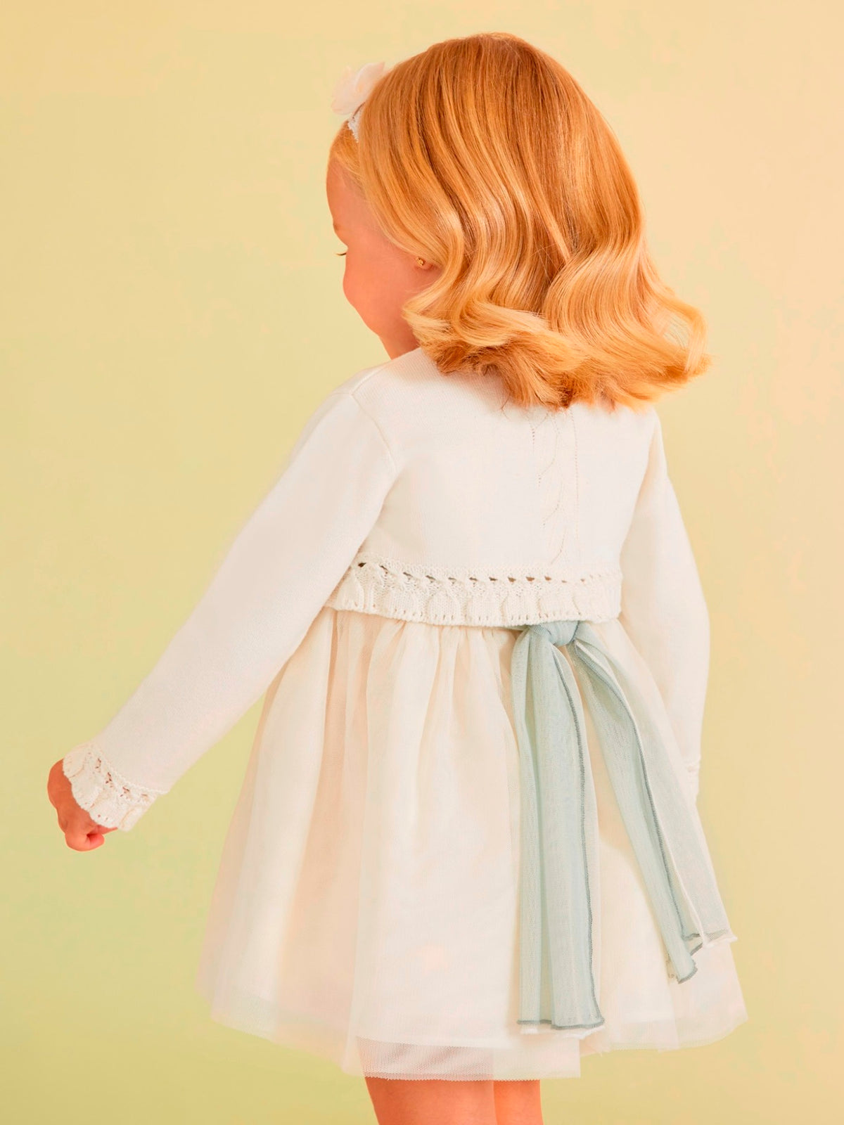 Casaco bolero tricot Crú (Creme / Pérola)  para Bebé Menina - Abel & Lula