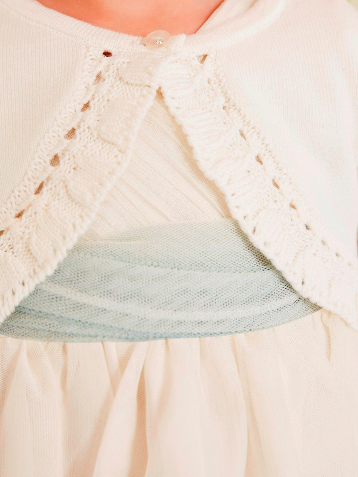 Casaco bolero tricot Crú (Creme / Pérola)  para Bebé Menina - Abel & Lula