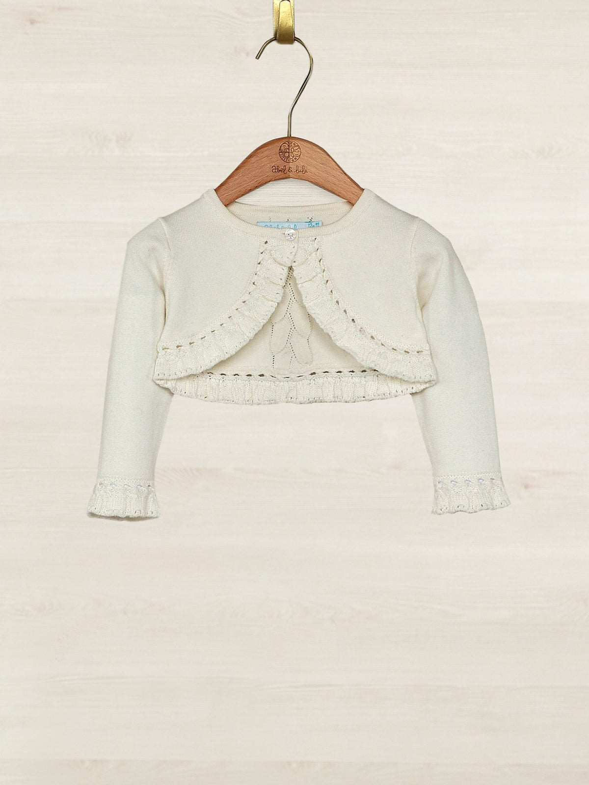Casaco bolero tricot Crú (Creme / Pérola)  para Bebé Menina - Abel & Lula