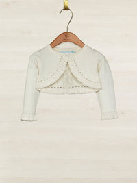 Casaco bolero tricot Crú (Creme / Pérola)  para Bebé Menina - Abel & Lula