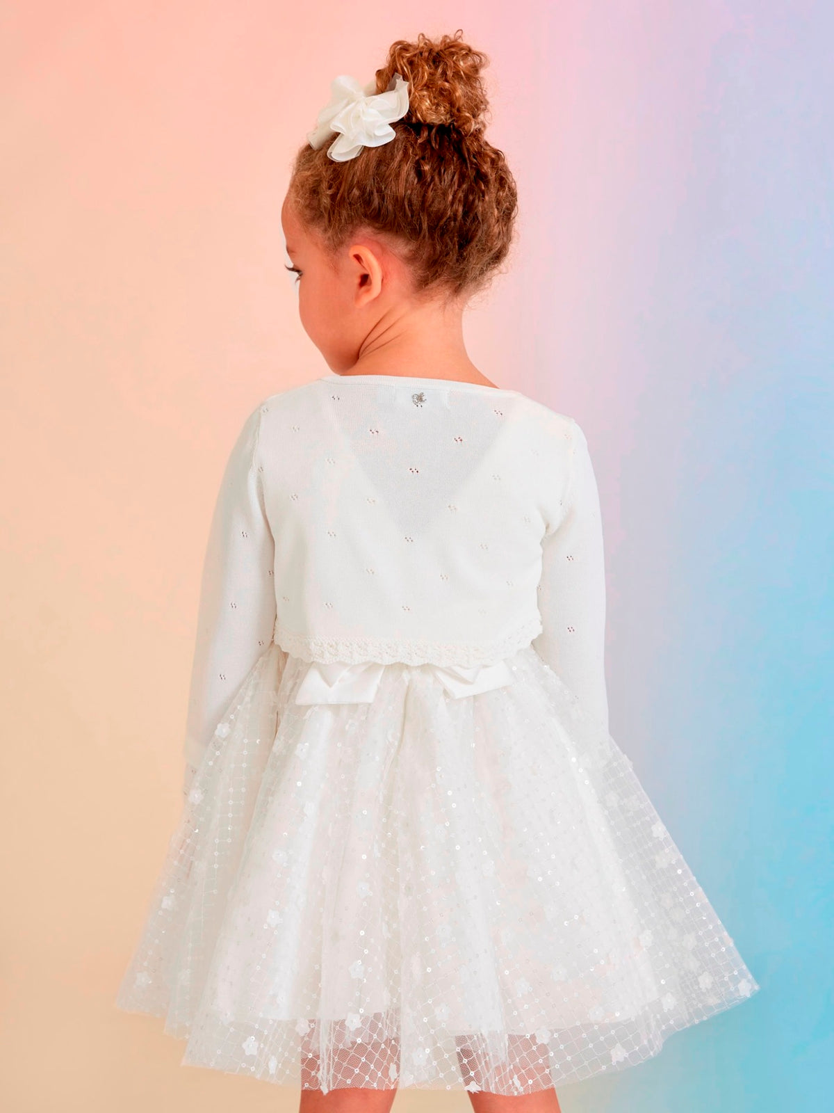 Casaco bolero tricot Branco (Branco)  para Menina - Abel & Lula