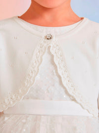 Casaco bolero tricot Branco (Branco)  para Menina - Abel & Lula