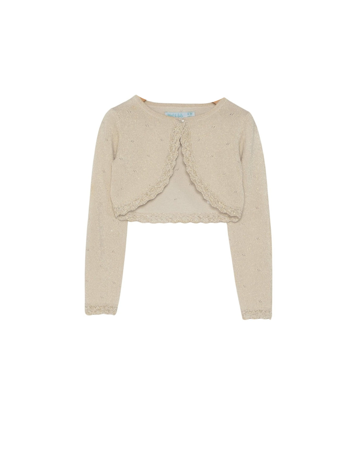 Casaco bolero tricot Champanhe (Dourado)  para Menina - Abel & Lula