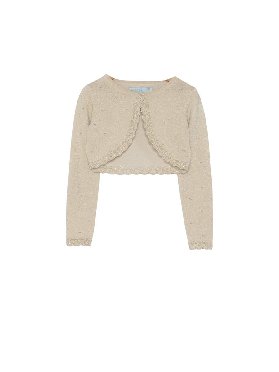 Casaco bolero tricot Champanhe (Dourado)  para Menina - Abel & Lula