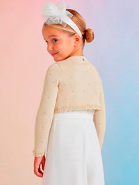 Casaco bolero tricot Champanhe (Dourado)  para Menina - Abel & Lula