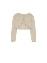 Casaco bolero tricot Champanhe (Dourado)  para Menina - Abel & Lula