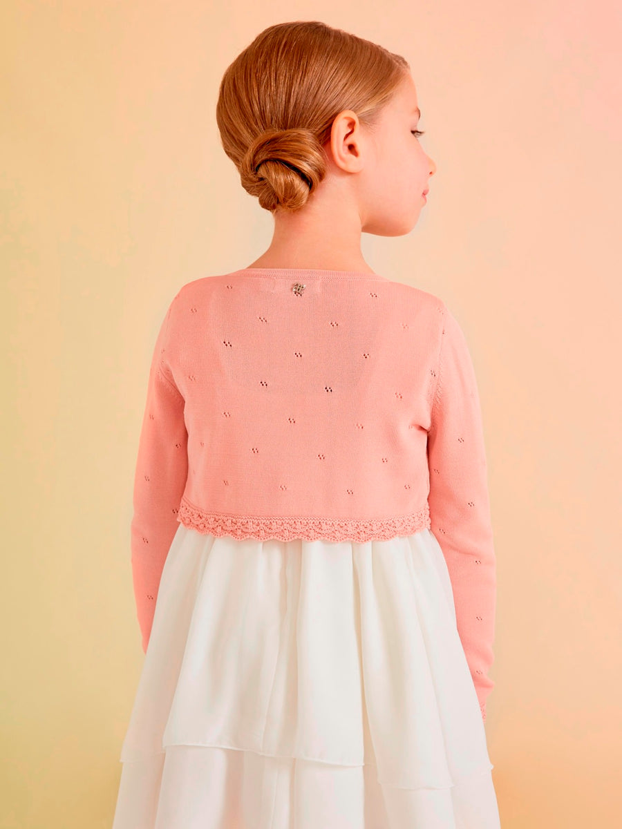 Casaco bolero tricot Rosa (Rosa)  para Menina - Abel & Lula