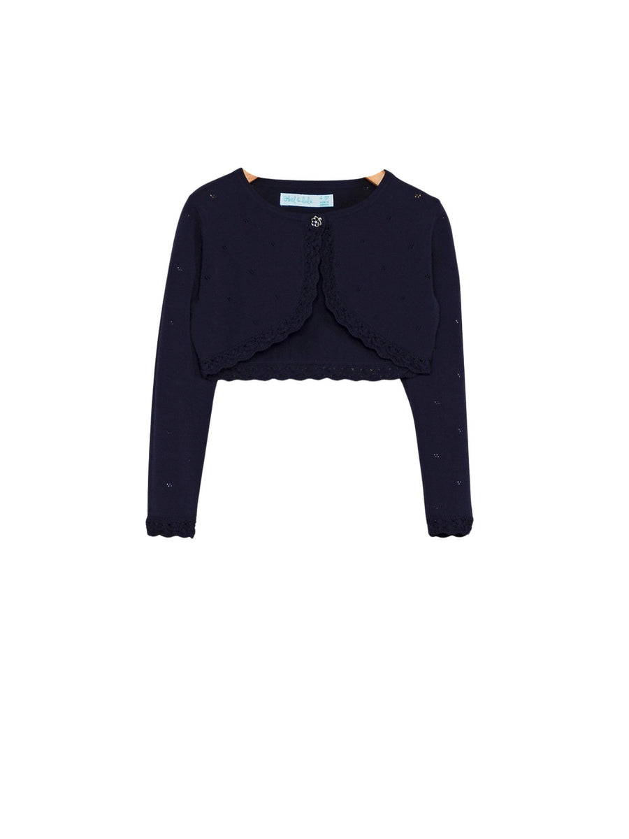 Casaco bolero tricot Marinho (Marinho)  para Menina - Abel & Lula