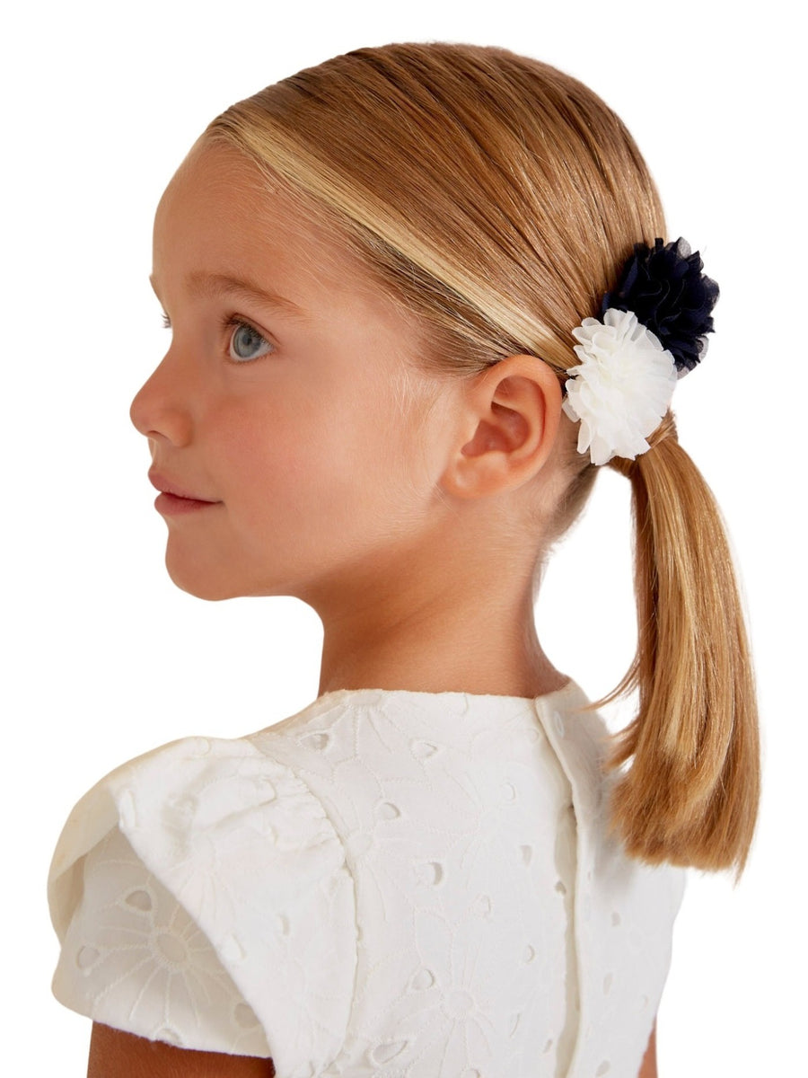 Gancho flor combinada Bco-marinh (Marinho)  para Menina - Abel & Lula
