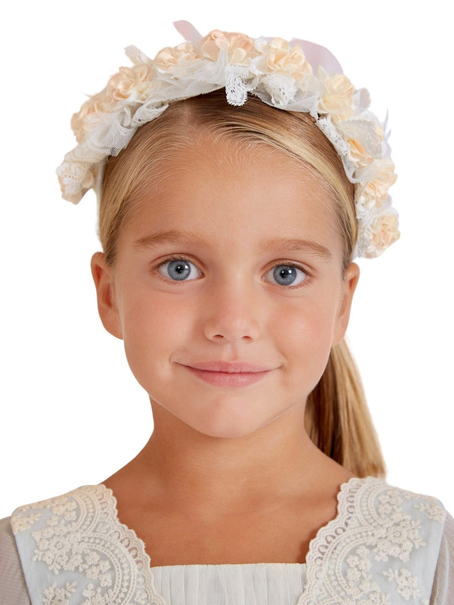Coroa flores Crú (Creme / Pérola)  para Menina - Abel & Lula