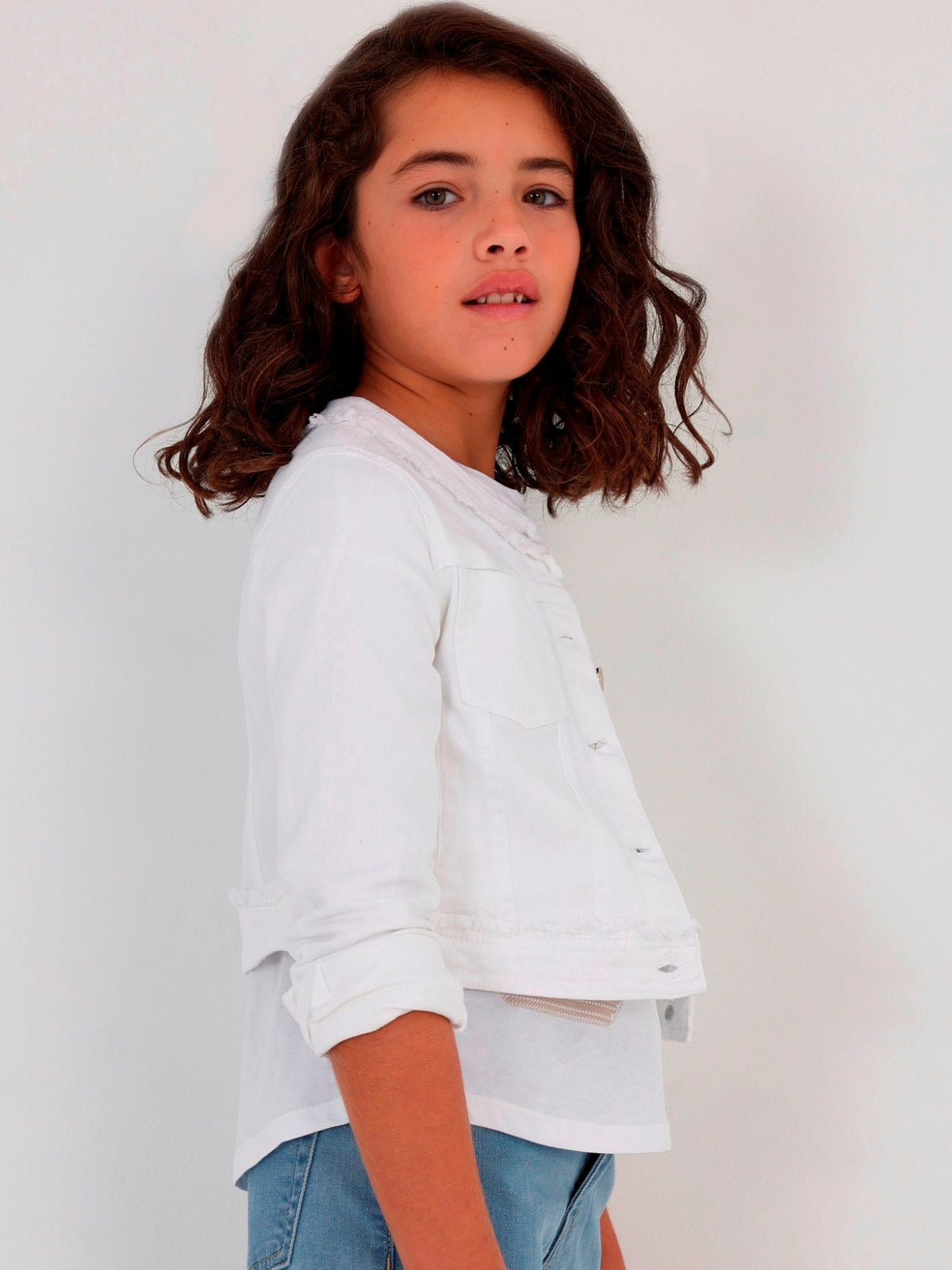 Blusão sarja Branco (Branco)  para Menina - Mayoral