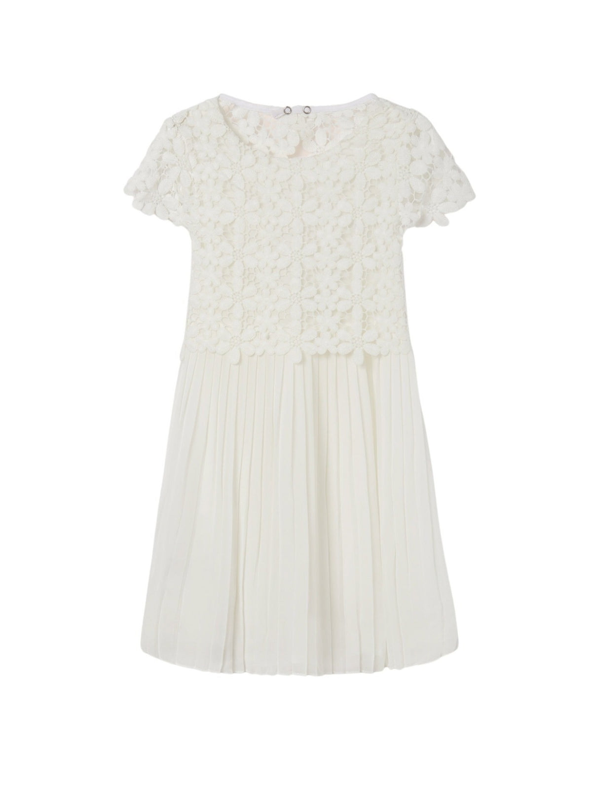 Vestido combinado guipur Crú (Creme / Pérola)  para Menina - Mayoral
