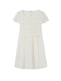 Vestido combinado guipur Crú (Creme / Pérola)  para Menina - Mayoral