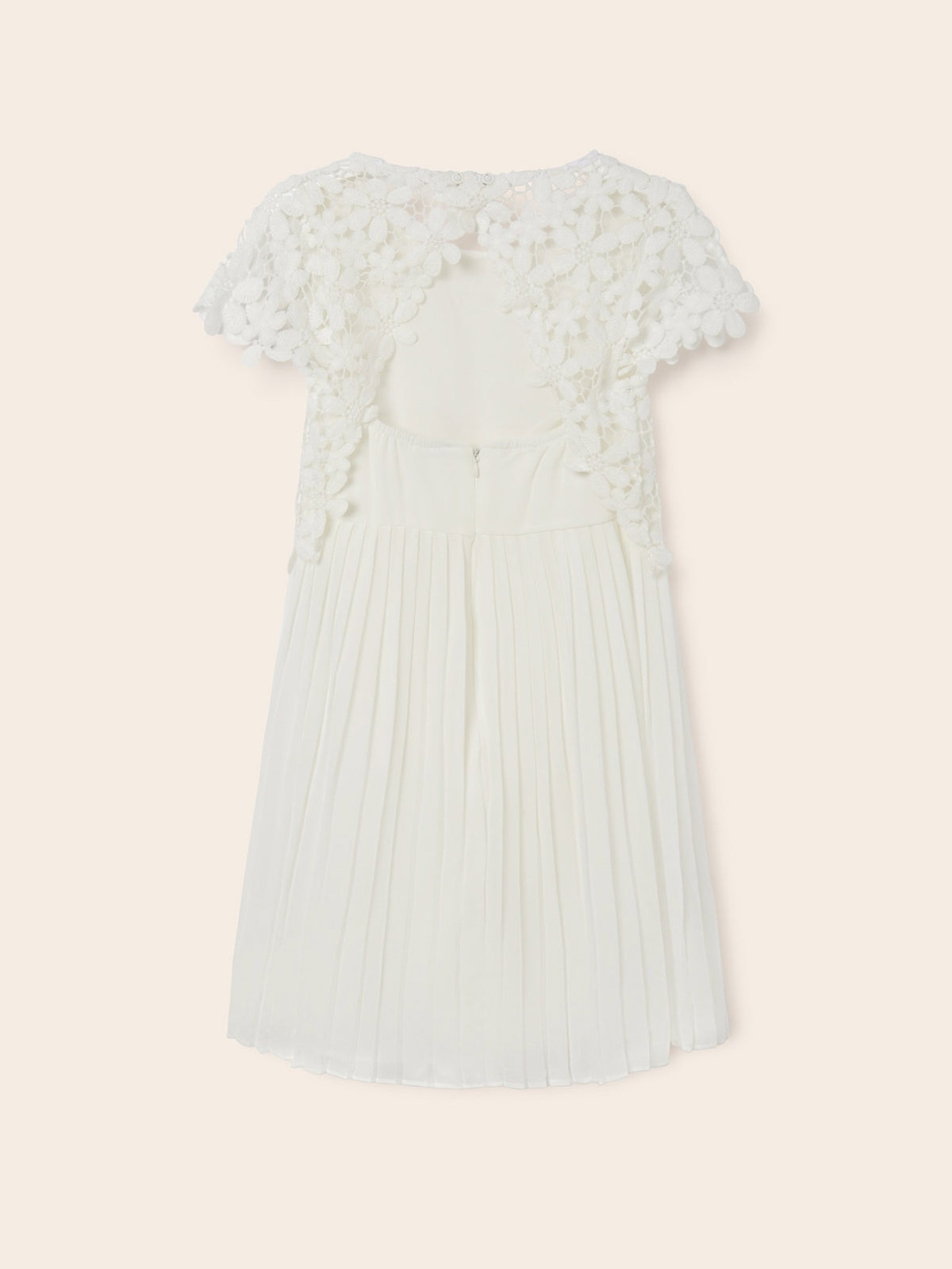 Vestido combinado guipur Crú (Creme / Pérola)  para Menina - Mayoral