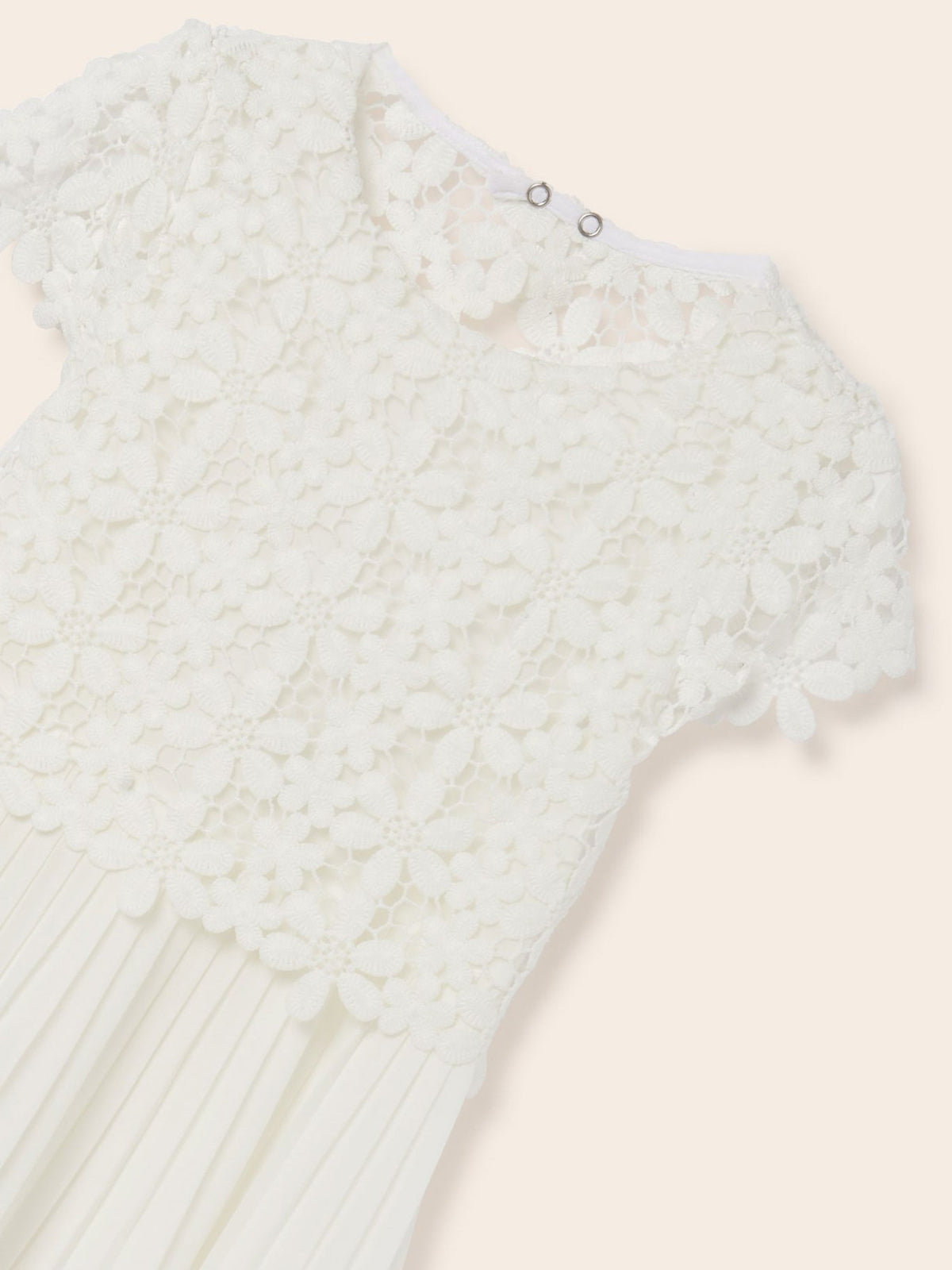 Vestido combinado guipur Crú (Creme / Pérola)  para Menina - Mayoral