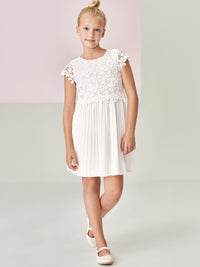 Vestido combinado guipur Crú (Creme / Pérola)  para Menina - Mayoral